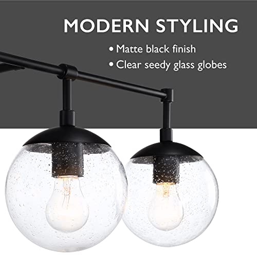Image of Design House Gracelyn Matte Black 3-Light Bathroom Vanity Light, Clear Seedy Glass Globes, Dimmable, 24 in. W, 588889-BLK