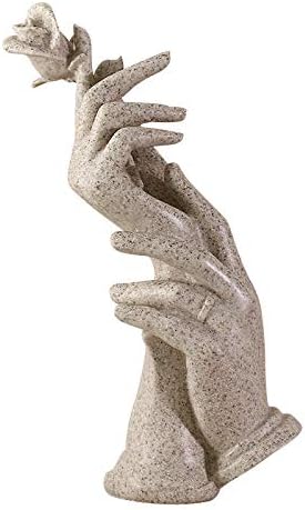 Hosoncovy Home Decoration Resin Sculpture Home Figurine Hand in Hand Ornament Gift Ornament for Wedding for Couples for Lover (Grey)