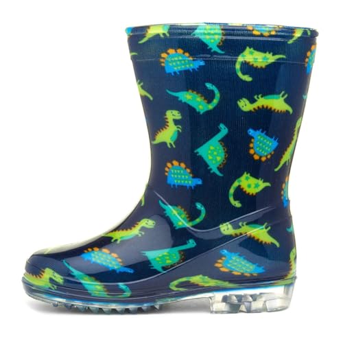 Shoe Zone - Boys Navy & Green Dinosaur Welly - Size 6 Child UK - Multicolour - Image 3