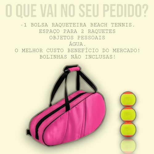 Bolsa Raqueteira Beach Tennis Acessóorios Feminina Mochila Bolsa Para Raquete Beach Tennis (Rosa)