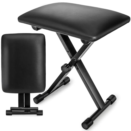 Foraineam Adjustable Keyboard Bench, X-Style Padded Cushion Piano Stool Bench Collapsible Keyboard...