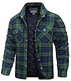 TACVASEN Mens Flannel Jackets Quilted Lined Plaid Shirt Coat Flannel Shirt Jackets Heavyweight Long Sleeve Plaid Button Thermal Jacket for Men