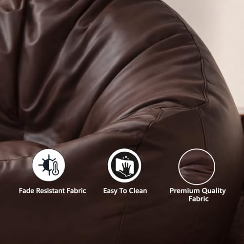 Image of Mansu 4XL Bean Bag Cover with Footrest & Cushion (Without Beans) (4XL) (Brown)