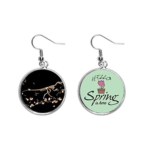 Pendientes de dinosaurios pequeños con acabado negro mate estilo fósil decorativo