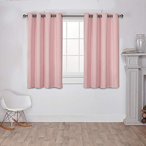 Exclusive Home Curtains Sateen Twill Woven Room Darkening Blackout Grommet Top Panel Pair, 52"x63", Blush