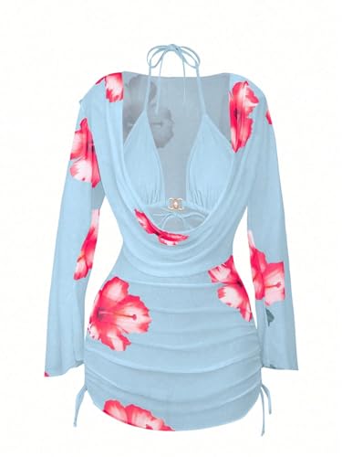 Image of ZAFUL Womens Swimsuit Cover Up Dress Off Shoulder Hollow Coverup Bathing Suit Mesh Swim Beach Dress