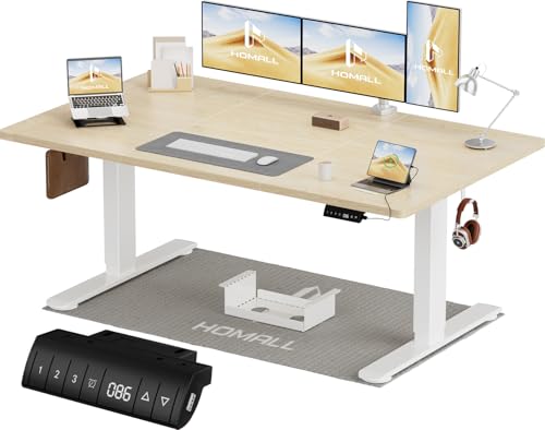Homall Höhenverstellbarer Schreibtisch 140x70cm mit USB-A Ladeanschluss, Elektrischer Schreibtisch...