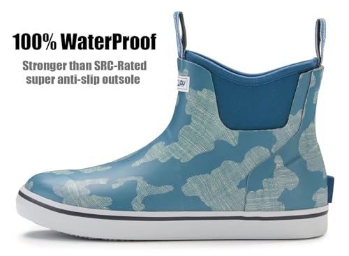 Image of SUREWAY Men's Deck Boots Professional Non-Slip Fishing & Ankle Boating Boot Waterproof Rain Boots, Lightweight Neoprene Rubber Deck Boots