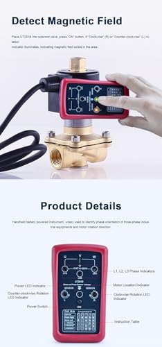 BuyWeek Phasenprüfer Drehfeldmessgerät 3 Phasen, UT261B AC 90V-600V Phasenfolgemesser Motorrotationsanzeige Tester Phasenfolgemessgerät