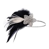 Exquisites Stirnband: Federn und Perlen sind zu 100% handgefertigt. Das Stirnband aus den 1920er Jahren ist vielseitig und kann auf der linken oder rechten Seite des Kopfes getragen werden. Geringes Gewicht, rutscht nicht von der Stirn.