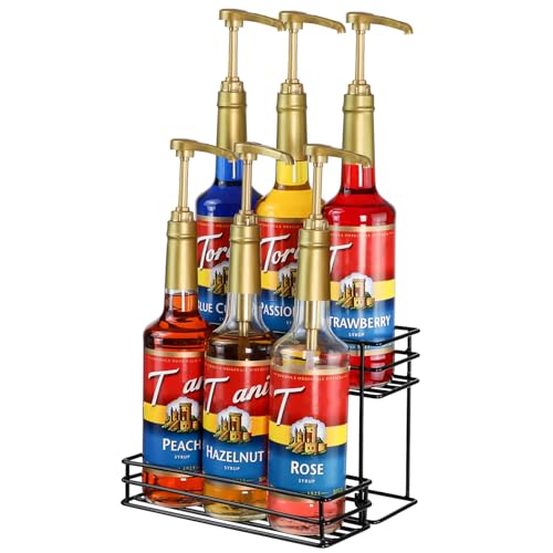6 Bottles Coffee Syrup Rack Organizer Syrup Bottle Holder Stand for Coffee Bar Station, 2-Tier...