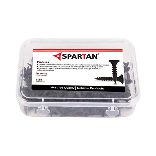 Spartan Drywall Gypsum Screws | Size- 8X32mm, Oxide Finish, Plastic Case, Chinese screw, Rust Proof, Unbeatable Hold | Best for Wood, Concrete Wall (200 Pieces, Black) (B08F7FB78L) Amazon Price History, Amazon Price Tracker