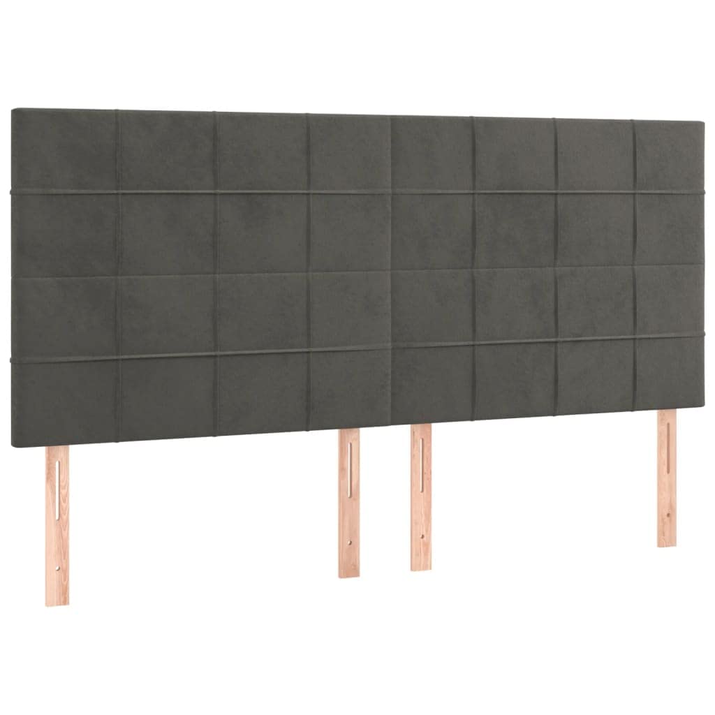 vidaXL Tête de Lit Meubles de Chambre à Coucher Accessoires de Lit Simple Têtes de Cadre de Lit Intérieur Gris Foncé 200x5x118/128 cm Velours