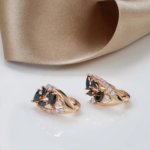 Boucles d'oreilles pendantes légères en zircon noir anti-allergie - 2