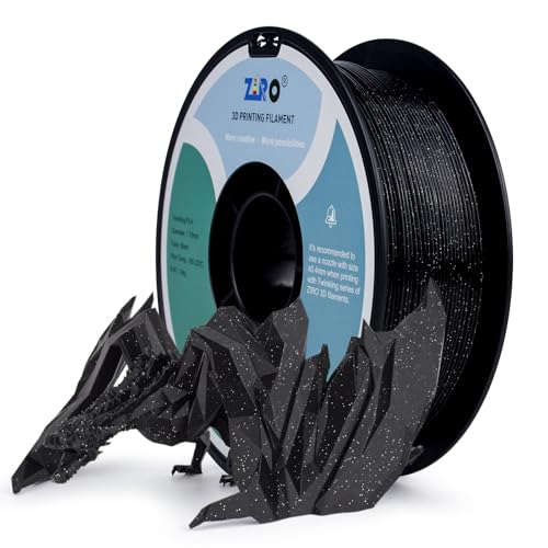 Image of ZIRO Glitter PLA Filament 1.75mm, Sparkle Translucent 3D Printer Filament, Twinkle Series 2.2lbs Pure Color Spool, Neatly Wound, Fit Most FDM 3D Printers, Twinkling Black