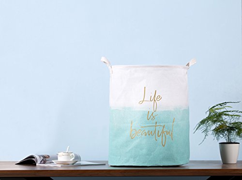 Aouker Merdes 19.7’’ Waterproof Foldable Laundry Hamper, Dirty Clothes Laundry Basket, Linen Bin Storage Organizer for Toy Collection (Life Blue) - Image 4