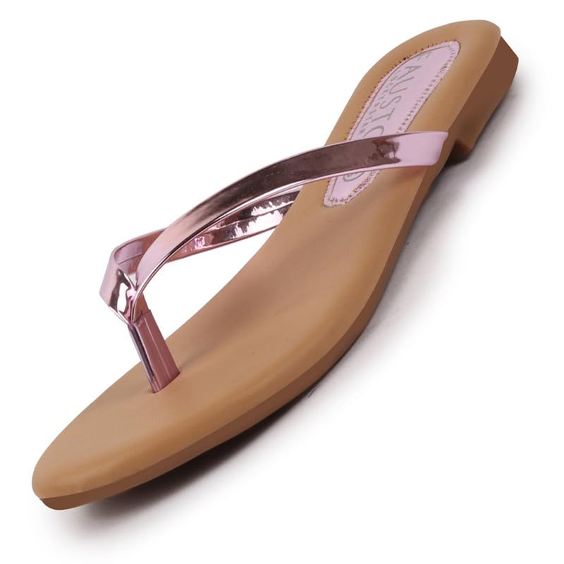 FAUSTO FST KI-496 PINK-37 Womens Pink Shiny Sleek T-Strap Slipper With Cushioned Footbed|Flat Slipper For Party|Office Wear|Weekend (4 UK) (B0D37QHV4H) Amazon Price History, Amazon Price Tracker