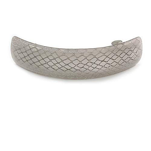 Miniatura 5 de Avalaya Pasador cuadrado acrílico con estampado de serpiente gris plateado en tono plateado, 3.543 in de largo, Plástico, Sin gemas.