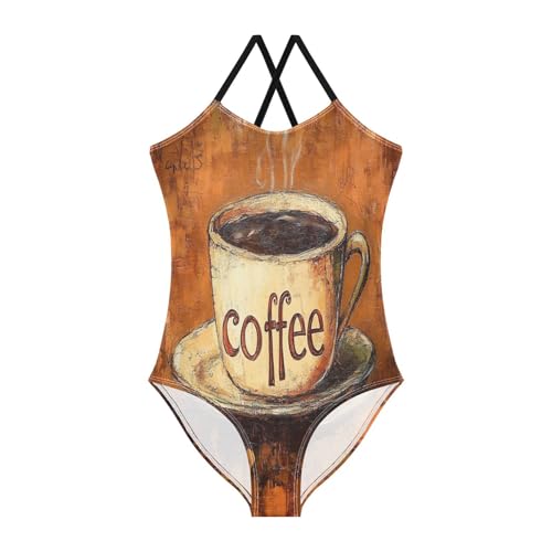 KLL Girls Swimsuit Beach Swimwear Girls Swim Suit 5-6T Coffee