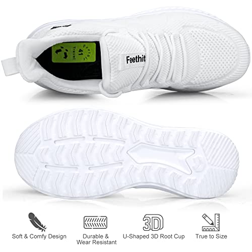 Image of Feethit Mens Non Slip Walking Sneakers Athletic Gym Tennis Running Shoes | Slip on Shoes,Lightweight,Breathable,Comfortable Workout Sneakers,For Daily Activities