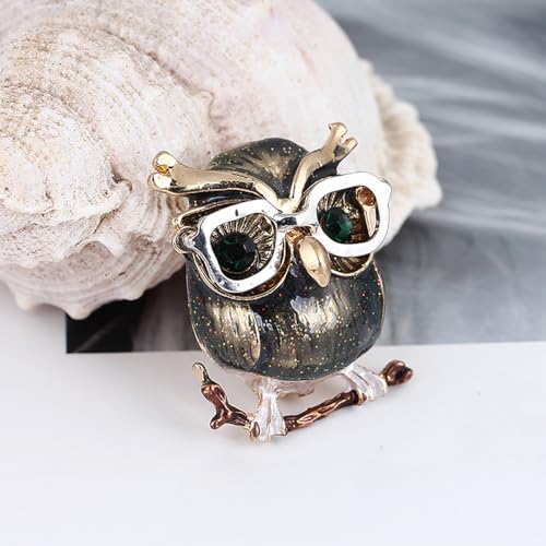 Image of Enamel Owl Bird Brooch Pin for Women Girls Red Green Animal Brooches