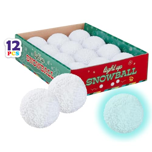Toysmith Light-Up Snowball 12-Pack Bundle– 2.5” Textured, Hard, B...