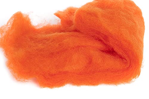 Image of Desert Breeze Distributing Maori Wool Carded Batting, 100% Natural New Zealand Wool Made by DHG in Italy for Needle Felting, 3.5 OZ, 27 Micron, Color Orange