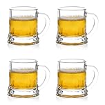 Futtumy 2 OZ Mini Beer Mug Shot Glasses, Mini Beer Shot Glasses with Handles for Freezer Beers Whiskey Tequila Vodka, Beers Mugs Shot Glass Bulk for Christmas Party Men Women Father Dad(4 PCS, Glass)