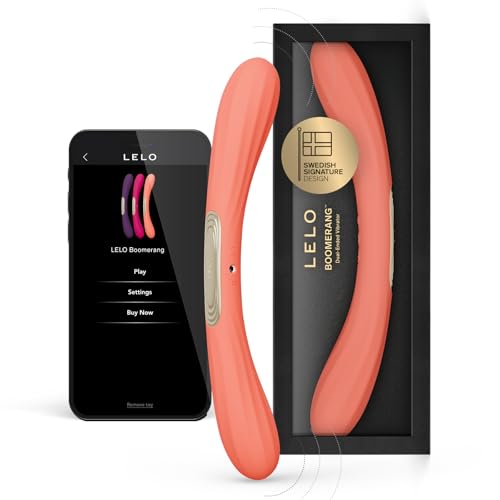 LELO BOOMERANG Vibromasseur pour Couple à Double Extrémité avec Application Bluetooth et 10 Modes de Plaisir, Sextoy Couple, Coral Red