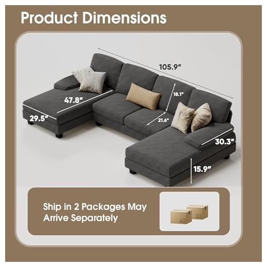 Furmax U-Shaped Sectional Sofa for Living Room