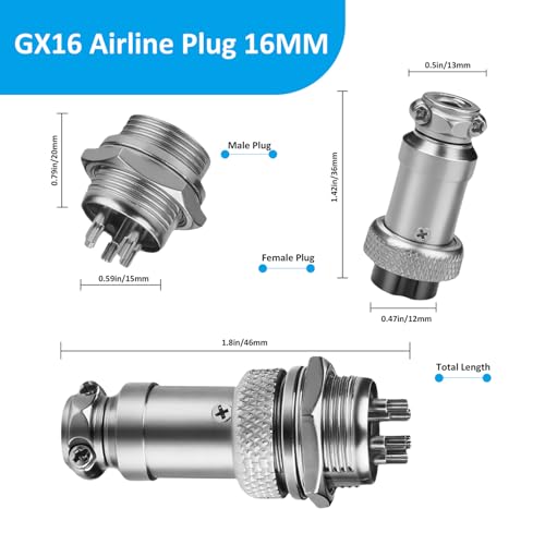 Conector Aviation GX16-5 8 pares macho y hembra metal plástico miniatura 3