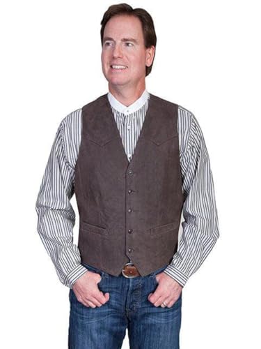 Scully Men's Lambskin Leather Western Vest Brown 44 R