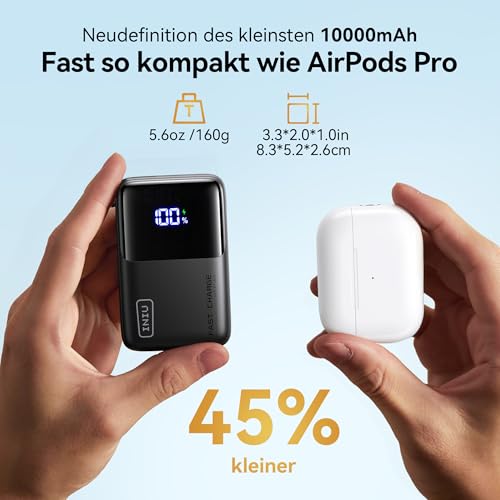 INIU Mini Power Bank, 45W 10000mAh Powerbank Klein Aber Stark, PD3.0 Schnellladefunktion Externe Handyakkus, Flugtauglich, Reise-Essential für iPhone 17 16 15 Pro Max Mini Samsung S24 S23, iPad etc