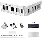 NikoMaku Portable Piano Keyboard 88 Key Electric Keyboard Piano Foldable Midi Light Weight Touch Sensitive Keys Full Size Keys Touch Response sheet Music Stand 128 Rhythms 128 Tones Swan X