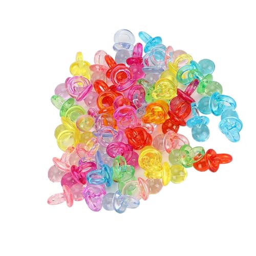 Acrylic Pacifier Birthday Party Decoration Baby Baptism Soothing Mini Color Toys 100PCS (Transparent Mixed Colors)