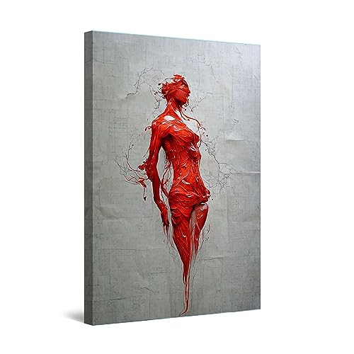 Startonight Quadro su Tela Donna Rossa, Stampe Incorniciato e Pronta da Appendere Design Moderno Arredamento Arte Fotografia Grande Formato 60 x 90 cm Idea Regalo Elegante Luminoso al Buio