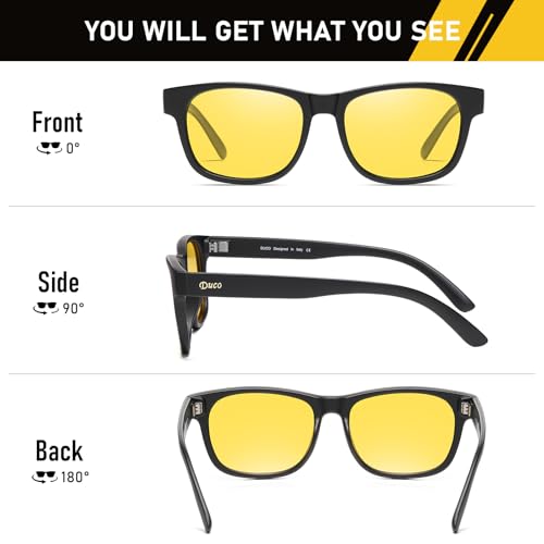DUCO Polarized Night Vision Glasses for Men and Women Yellow Safety Driving Glasses with UV Protection and Anti Glare2