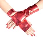 JIHUOO – JIHUOO PU Leder Cosplay Fingerlose Handschuhe Glänzend Metal