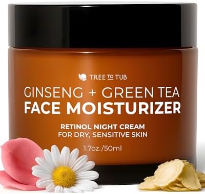 Tree To Tub Ginseng Green Tea Retinol Night Cream for Fine Lines, 1.7 Oz