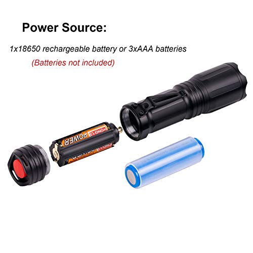 LUXNOVAQ LED Tactical Flashlight Hunting Light with Red Green Blue White 4 Color in 1, Zoomable Night Vision Flashlight Waterproof Outdoor Torches for Fishing Hog Coon Coyote(Batteries Not Included) - Thumbnail 5