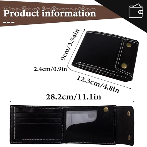 Mens Wallet, Vintage Double-Button Bifold Wallet Card Holder Wallet, PU Leather Foldable Purse with 9 Card Slots and 2 Cash Slots (A, Brown)2