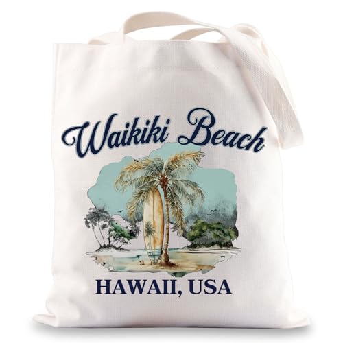JNIAP Hawaii Waikiki Beach Tote Bag Hawaii Coastal Travel Bag Oahu Hawaii Surfing Gifts Hawaii...