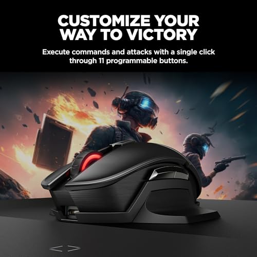 HP OMEN Photon - Souris Gaming Noire (Sans Fil avec Charge Qi, Vitesse 0,2 ms, 11 Boutons Programmables, 16 000 DPI, Rétroéclairage LED RGB, Ambidextre)