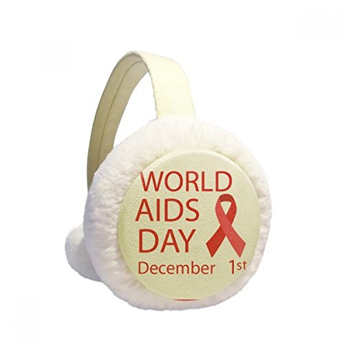 Orejeras de felpa DIYthinker Hiv con cinta roja del 1 de diciembre para el invierno al aire libre