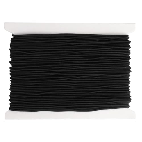 JUGUTA Faixa elástica para pulseiras, cordão de borracha, 1 mm x 20 m, cordão de borracha, fio elástico para trabalhos manuais, bijuteria, colares (preto)