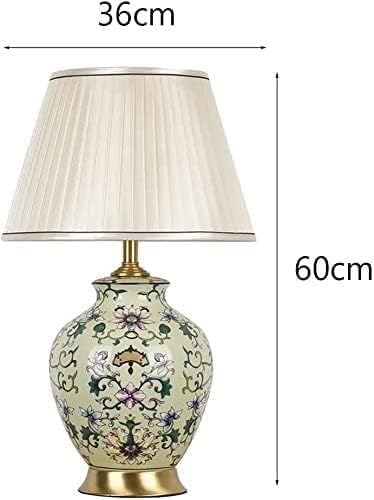 LINGCMP Retro Modern Bedside Table Light Chinese Ceramic Broken Flower Painted Table Lamp Desk Country Art Lamp Push Button Switch Gold Base for Bedroom Bedside Decor Lamp photo 3