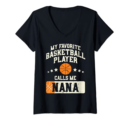 Mujer My Favorite Basketball Player Calls Me Nana Grandma Women Camiseta Cuello V