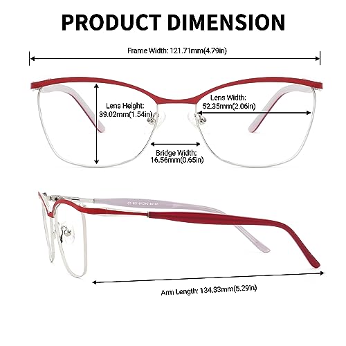 Image of Zeelool Chic Browline Glasses Women's Metal Eyewear Rectangle Blue Light Blocking Eyeglasses Computer Glasses ZGM232227
