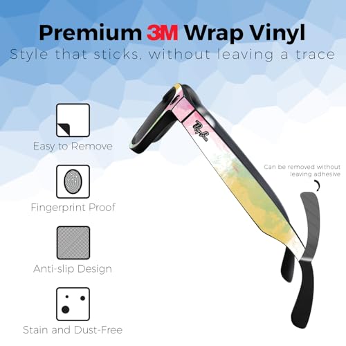 Glasses Skin Compatible with Ray-Ban Meta Wayfarer (Gen 1 or 2) - Watercolor White - Premium 3M Vinyl Protective Wrap Decal Cover - Easy to Apply | Crafted in the USA by MightySkins by Vision Signs & Graphics - Used condition - Image 3