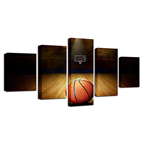 Tableau basketball 5 pièces pour salon et chambre ado déco murale HD